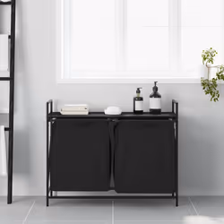 vidaXL Laundry Basket 2 Compartments with Shelf Brown Oak laundry hamper - black oak