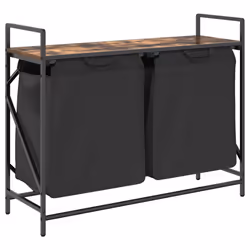 vidaXL Laundry Basket 2 Compartments with Shelf Brown Oak laundry hamper - smoked oak
