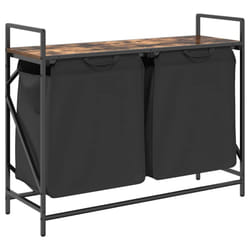vidaXL Laundry Basket 2 Compartments with Shelf Brown Oak laundry hamper - smoked oak