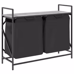 vidaXL Laundry Basket 2 Compartments with Shelf Grey Sonoma laundry hamper