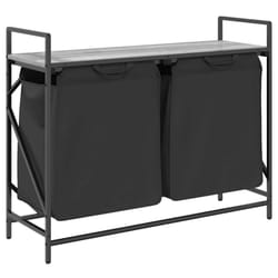 vidaXL Laundry Basket 2 Compartments with Shelf Grey Sonoma laundry hamper