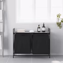 vidaXL Laundry Basket 2 Compartments with Shelf Grey Sonoma laundry hamper