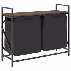 vidaXL Laundry Basket 2 Compartments with Shelf Brown Oak laundry hamper - brown oak