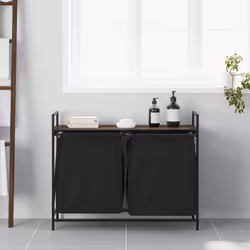 vidaXL Laundry Basket 2 Compartments with Shelf Brown Oak laundry hamper - brown oak