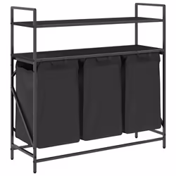 vidaXL Laundry Basket 3 Compartments with Shelves laundry hamper - black oak