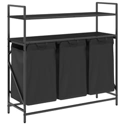 vidaXL Laundry Basket 3 Compartments with Shelves laundry hamper - black oak