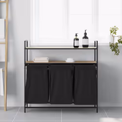 vidaXL Laundry Basket 3 Compartments with Shelves laundry hamper - sonoma oak