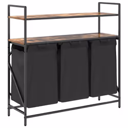 vidaXL Laundry Basket 2 Compartments with Shelves Black Oak laundry hamper - smoked oak1