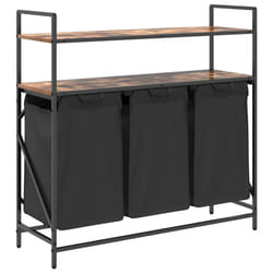 vidaXL Laundry Basket 2 Compartments with Shelves Black Oak laundry hamper - smoked oak1