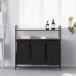 vidaXL Laundry Basket 3 Compartments with Shelves laundry hamper - grey sonoma