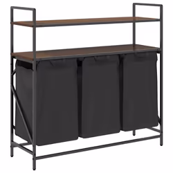 vidaXL Laundry Basket 3 Compartments with Shelves laundry hamper - brown oak