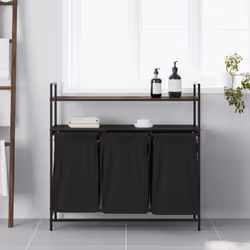 vidaXL Laundry Basket 3 Compartments with Shelves laundry hamper - brown oak
