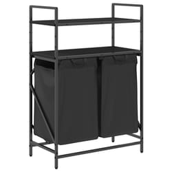 vidaXL Laundry Basket 2 Compartments with Shelves Black Oak laundry hamper - black oak
