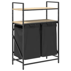 vidaXL Laundry Basket 2 Compartments with Shelves Black Oak laundry hamper - sonoma oak