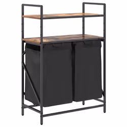 vidaXL Laundry Basket 2 Compartments with Shelves Black Oak laundry hamper - smoked oak