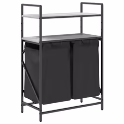 vidaXL Laundry Basket 2 Compartments with Shelves laundry hamper - grey sonoma