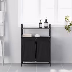 vidaXL Laundry Basket 2 Compartments with Shelves laundry hamper - grey sonoma