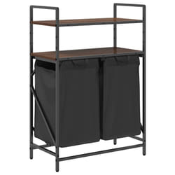 vidaXL Laundry Basket 2 Compartments with Shelves laundry hamper - brown oak