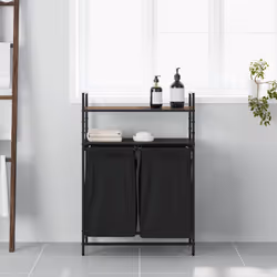 vidaXL Laundry Basket 2 Compartments with Shelves laundry hamper - brown oak