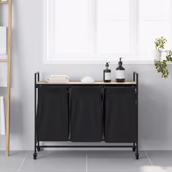 vidaXL Laundry Basket 3 Compartments with Wheels Sonoma Oak laundry hamper