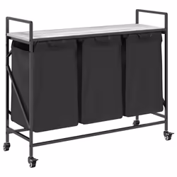 vidaXL Laundry Basket 3 Compartments with Wheels Grey Sonoma laundry hamper