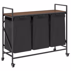 vidaXL Laundry Basket 3 Compartments with Wheels Brown Oak laundry hamper