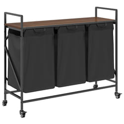 vidaXL Laundry Basket 3 Compartments with Wheels Brown Oak laundry hamper