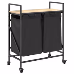 vidaXL Laundry Basket 2 Compartments with Wheels Sonoma Oak laundry hamper