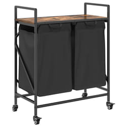 vidaXL Laundry Basket 2 Compartments with Wheels Smoked Oak laundry hamper