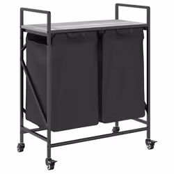 vidaXL Laundry Basket 2 Compartments with Wheels Grey Sonoma laundry hamper