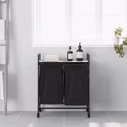 vidaXL Laundry Basket 2 Compartments with Wheels Grey Sonoma laundry hamper