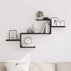 vidaXL Wall Shelf Black Oak 104x15x49 cm Engineered Wood floating shelf