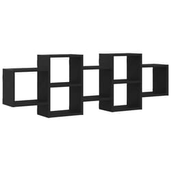 vidaXL Wall Shelf Black Oak 129x18x42 cm Engineered Wood floating shelf - 129 x 18 x 42 cm