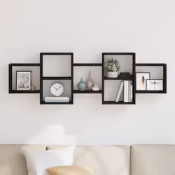 vidaXL Wall Shelf Black Oak 129x18x42 cm Engineered Wood floating shelf - 129 x 18 x 42 cm