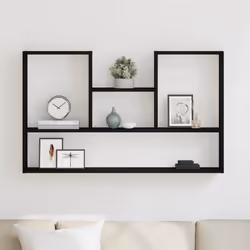 vidaXL Wall Shelf Black Oak 99x15x60 cm Engineered Wood floating shelf