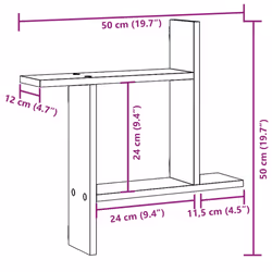 vidaXL Wall Shelves Wall Storage Shelf Floating Shelf 2 pcs Engineered Wood - 50 x 12 x 50 cm