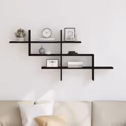 vidaXL Wall Shelf Floating Shelf Storage Shelf Smoked Oak Engineered Wood - black oak