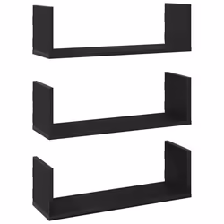 vidaXL Wall Shelves Wall Storage Shelf Floating Shelf 3 pcs Engineered Wood - black oak