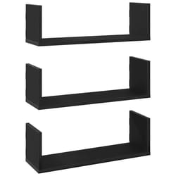 vidaXL Wall Shelves Wall Storage Shelf Floating Shelf 3 pcs Engineered Wood - black oak