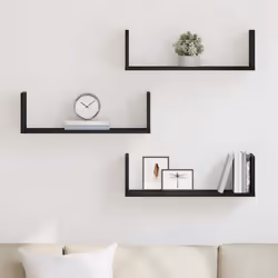 vidaXL Wall Shelves Wall Storage Shelf Floating Shelf 3 pcs Engineered Wood - black oak