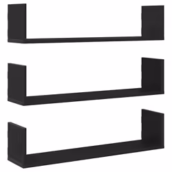 vidaXL Wall Shelves 3 pcs Black Oak 80x18x18 cm Engineered Wood floating shelf