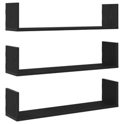 vidaXL Wall Shelves 3 pcs Black Oak 80x18x18 cm Engineered Wood floating shelf