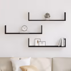 vidaXL Wall Shelves 3 pcs Black Oak 80x18x18 cm Engineered Wood floating shelf