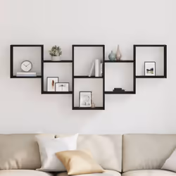 vidaXL Wall Shelf Black Oak 159x18x66 cm Engineered Wood floating shelf