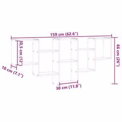vidaXL Wall Shelf Black Oak 159x18x66 cm Engineered Wood floating shelf