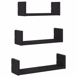 vidaXL Wall Shelves 3 pcs Black Oak Engineered Wood floating shelf