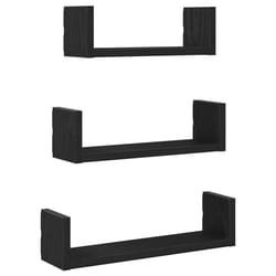 vidaXL Wall Shelves 3 pcs Black Oak Engineered Wood floating shelf