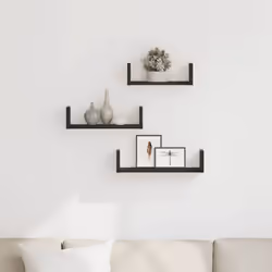 vidaXL Wall Shelves 3 pcs Black Oak Engineered Wood floating shelf