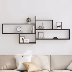 vidaXL Wall Shelf Black Oak 167.5x18x68 cm Engineered Wood floating shelf