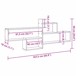 vidaXL Wall Shelf Black Oak 167.5x18x68 cm Engineered Wood floating shelf